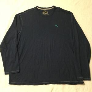 Tommy Bahama Navy Blue Long Sleeve Shirt Palm Spring Mens Size 3XL